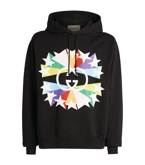 sweatshirt gucci logo and shooting stars white|gucci logo hoodie.